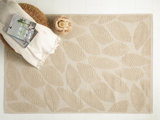 [10031281008] Leafy Candlewick Rug Creative Simplicity (120x180cm, Beige)