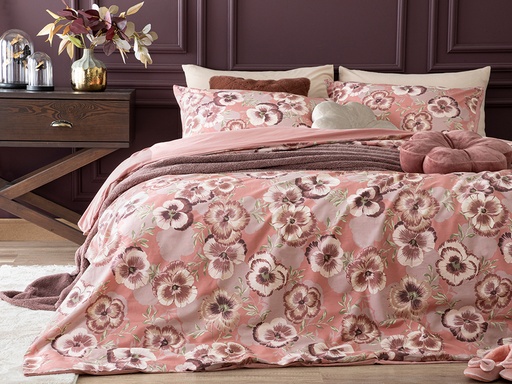 [10033277001] Pansy Bloom Duvet Cover Set Pack Circle Of Life (160x220cm, Pink, ForOnePerson)