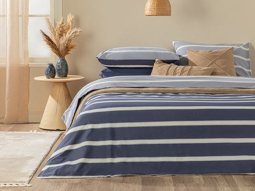 [10033279001] Bold Stripe Duvet Cover Set Pack TIMELESS ROMANCE (160x220cm, Blue, ForOnePerson)