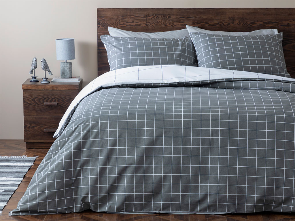 Plain Check Duvet Cover Set Pack TIMELESS ROMANCE