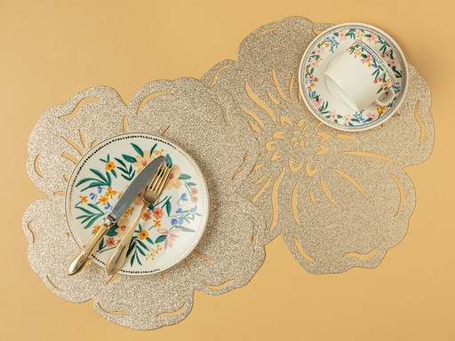 [10033755001] Veronika Place Mat Flowertopia (Gold)