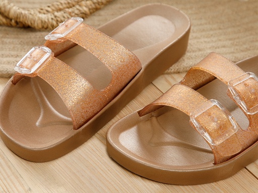 [10031297013] Bright Street Slippers Flowertopia (38, Copper Color, Slippers)