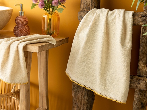 [10035424002] Sandy Face Towel Flowertopia (Beige-Yellow)