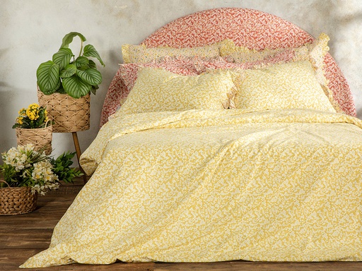 [10036223001] Midsummer Blossom Duvet Cover Set Pack Timeless (160x220cm, Yellow, ForOnePerson)