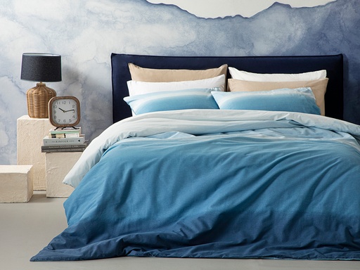 [10036861001] Serenity Duvet Cover Set Pack Blurred Lines (160x220cm, Blue, ForOnePerson)