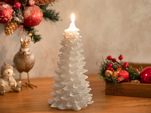 [10036004001] White Christmas Tree Candle Simple Pleasures (20cm)