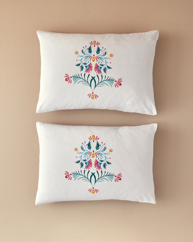 Folk Bouquet Pillow Case Exotic Carnival