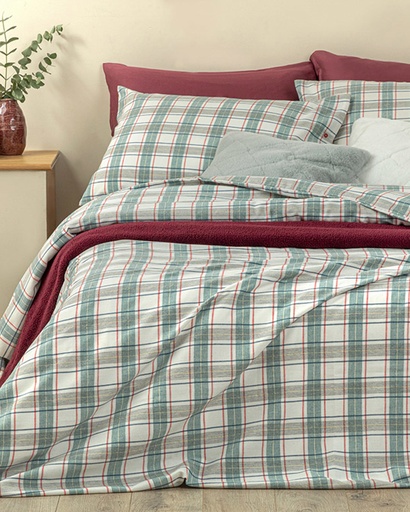 [10033854007] Cozy Plaid Duvet Cover Set Royal Present (240x220cm, Green)