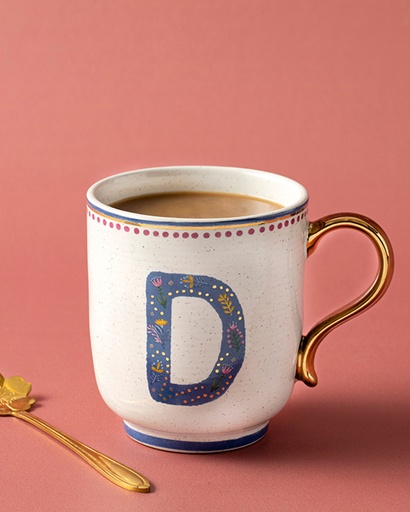 [10034120001] Letter D Mug Flowertopia