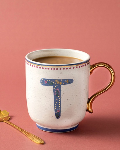 [10034124001] Letter T Mug Flowertopia