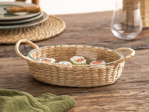 [10038501001] Check Natural Serving Bowl Timeless